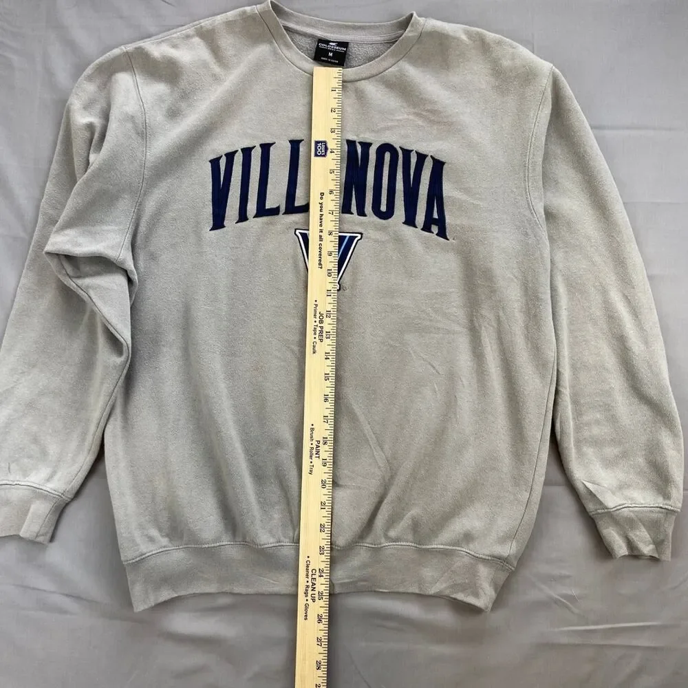 Colosseum Men's Medium Light Gray Villanova Crewneck Sweatshirt Pullover Fleece